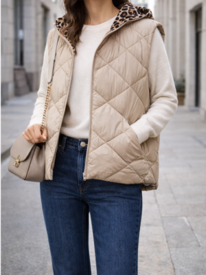 Vesta prešívaná, obojstranná béžová UNI