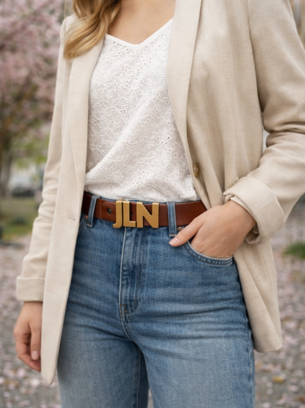 Opasok hnedý kožený s prackou Joleen