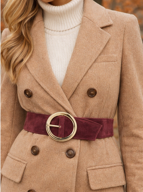 Opasok látkový bordový so zlatou prackou