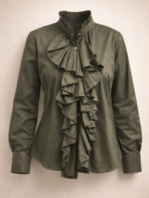 Olivovo zelená blúza s riasením vpredu "UNI"