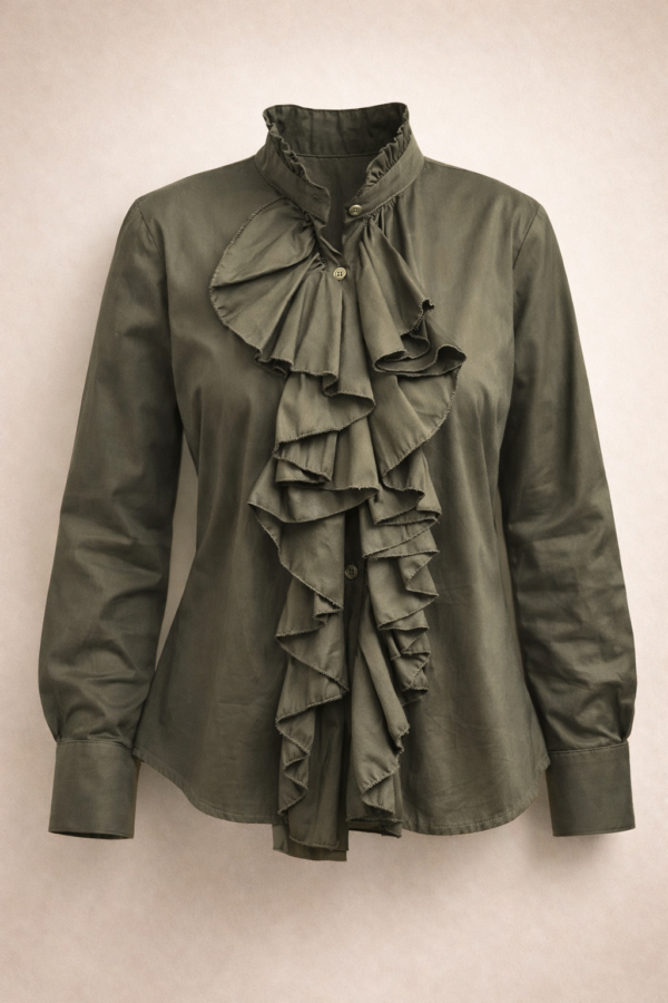 Olivovo zelená blúza s riasením vpredu "UNI"