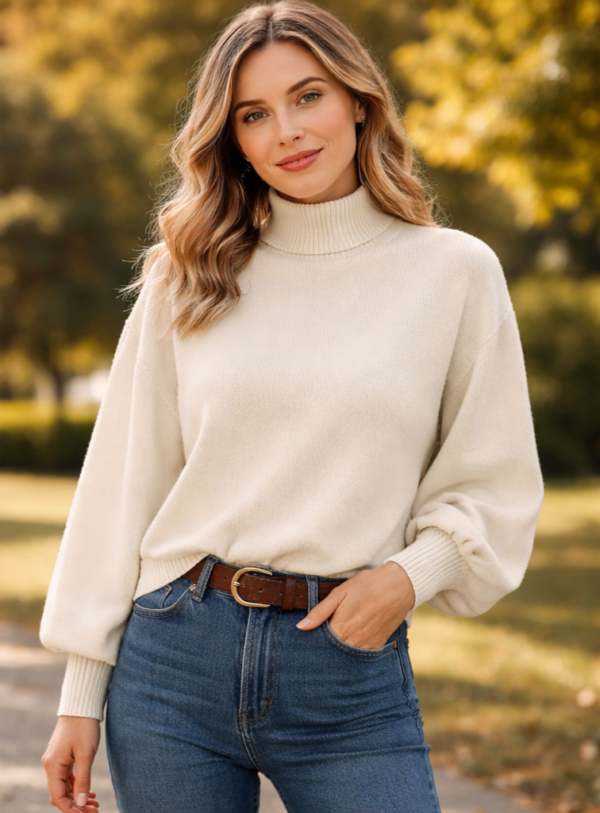 Béžový pulóver so stojáčikom